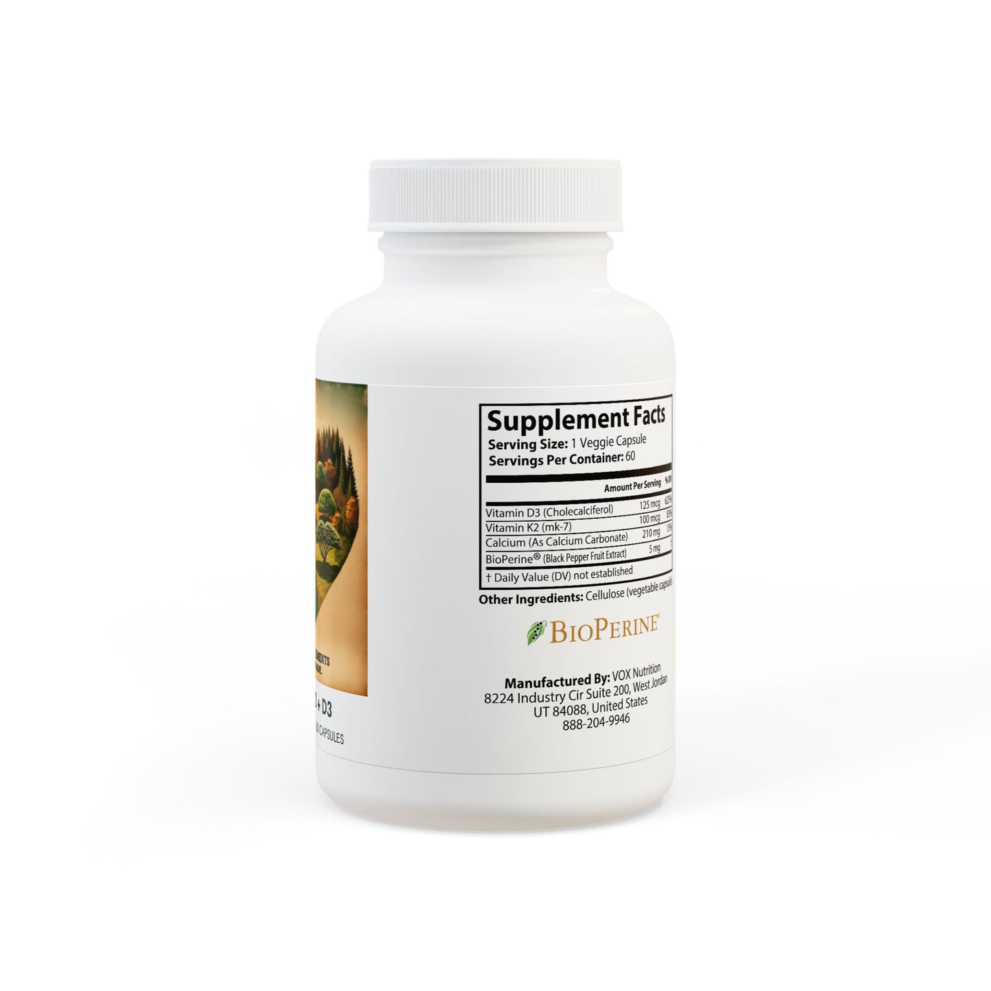 Vitamin K2 + D3 Supplement (60 Capsules)